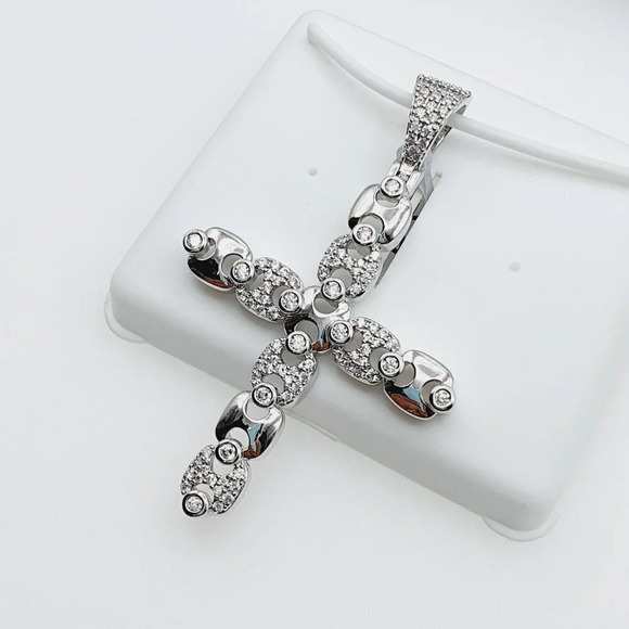 "925 Sterling Silver Plated CZ Pendant, EVBRS334